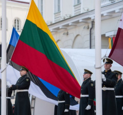 Церемония поднятия флагов трех Балтийских государств, поздравительное обращение Президента