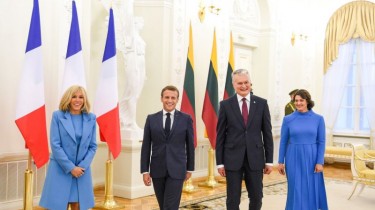 Пресс-конференция президентов Литвы и Франции в Президентском дворце 28 сентября 2020 г.