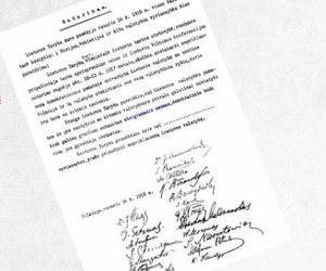 Акт 16 февраля, переданный Литве Германией, будет экспонироваться в Доме подписантов
