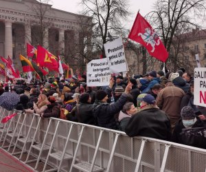 Около 750 человек у Сейма протестовали против политики пандемии, проводимой властями (обновлено)